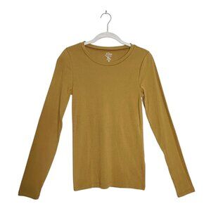 J. Crew Perfect-Fit Long Sleeve Crewneck T Shirt in Caramel Tan - Sz M